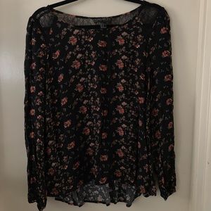 Floral long sleeve blouse with back lace